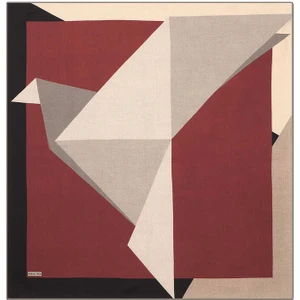 Bursa İpek Siyah Bordo Geometrik Desen Twill Ipek Eşarp