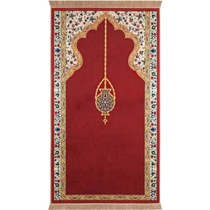 Bursa İpek Bordo Kadife Halı Seccade