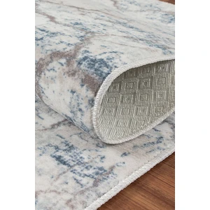 Valery Home Yıkanabilir Kaymaz Tabanlı Silvia Kesme Rulo Halı Yolluk Mavi Bej Gri