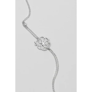 So CHIC Yaşam Çiçeği 18 Ayar Beyaz Altın Kaplama 19 cm Gümüş Şans Bileklik