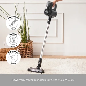 Vantuz Power Force Şarj Edilebilir Dik Süpürge Siyah