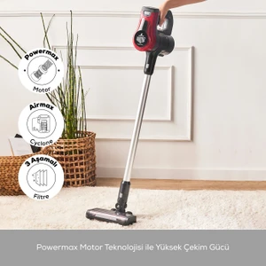 Vantuz Power Force Şarj Edilebilir Dik Süpürge Kırmızı