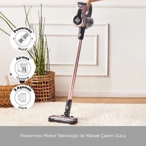 Vantuz Power Force Max 2 In 1 Şarj Edilebilir Dik Süpürge Rosegold