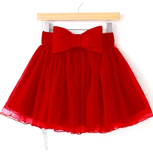 NSM Life Kız Çocuk Kırmızı Fiyonk Detaylı Astarlı Etek