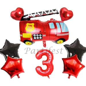 Parti Station Itfaiye Balon Set Fireman Folyo Balon Set Konsept Doğum Günü Set Yaş Balon