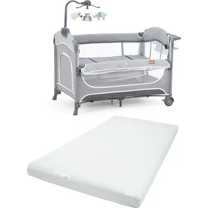 Atlas Plus Anne Yanı Sallanır Cibinlikli Dönenceli Oyun Parkı Park Yatak 70X110 cm + Yataklı
