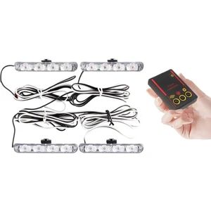 Flaş LED Çakarlı Kırmızı Mavi Beyaz 12V 16 LED 4x4
