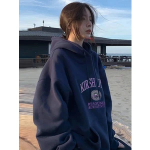 Kadın Lacivert Resounde Creativity Baskılı Kapüşonlu Sweatshirt