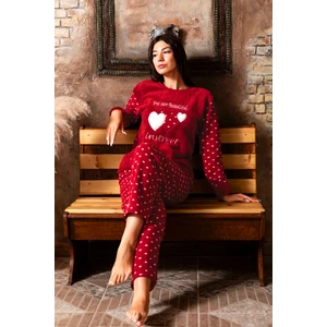 Kışlık Kadın Welsoft Polar Pijama Takımı  - Yeni Yıl Pijaması