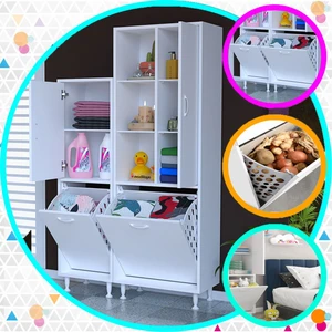 MODİLAYN Forbest İnci 95 x 165 cm Çamaşır Hazneli Çok Amaçlı Banyo & Mutfak Dolabı