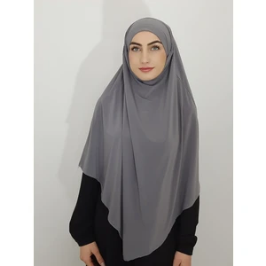 R&S Modibone Hazır Sufle Baglamalı Pratık  Peceli Büyük  Esarp Khimar Gri Renk