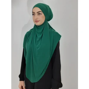 R&S Modibone Hazır Sufle Baglamalı Pratık  Peceli Büyük  Esarp Khimar  Yeşil Renk