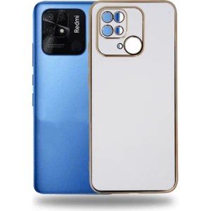 Caseart Xiaomi Redmi 10C Kapak Kamera Korumalı Lazer Kesim Lüx Silikon Kılıf -Beyaz