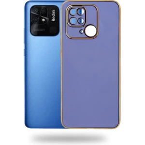 Caseart Xiaomi Redmi 10C Kapak Kamera Korumalı Lazer Kesim Lüx Silikon Kılıf - Lila