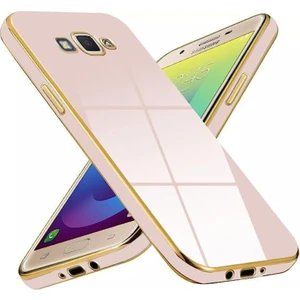 Caseart Samsung Galaxy J7 Core Kapak Kamera Korumalı Lazer Kesim Lüx Silikon Kılıf - Rose Gold