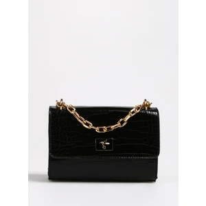 Siyah Kadın 24 x 7,5 x 7,5 cm Mıknatıslı Omuz Çantası KROKO-WORCES