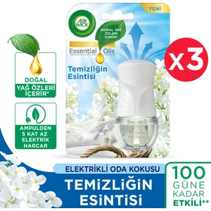 Air Wick Elektrikli Oda Kokusu Kit  (Cihaz+Yedek Temizliğin Esintisi) x 3