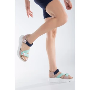 Sandal Spor Kadın Günlük Faylon Dolgu Taban Cırtlı Spor Günlük Sandalet SS001-0148 Pudra Yeşil