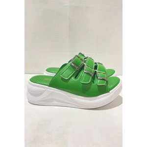 Kadın Mazer Yeşil Konfor Ortopedik Taban Tokalı Terlik