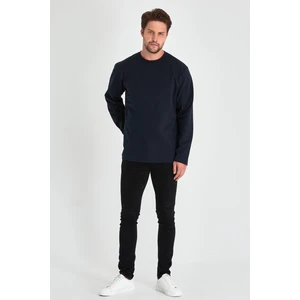 Metalic Erkek Lacivert Çift Bisiklet Yaka Standart Rahat Kesim Sweatshirt