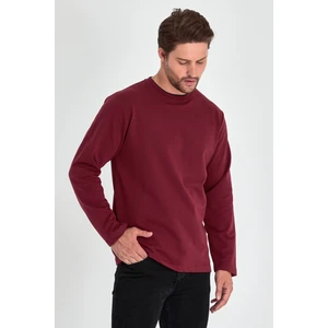 Erkek Bordo Çift Bisiklet Yaka Standart Rahat Kesim Sweatshirt