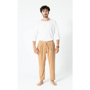 Kiremit Ön Pile Detay Rahat Kesim Bel Lastikli Kadife Şalvar Pantolon