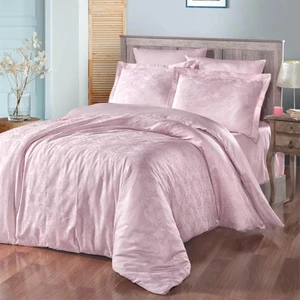 Jakarlı Saten Katya Pudra Çift Kişilik Nevresim Takımı