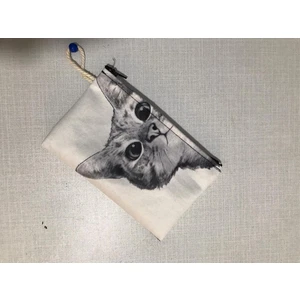 Owl Bag  Kedicik  Desenli Tasarım Bez Kalemlik-Cüzdan