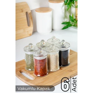 Homenıva 6 Adet Vakum Kapaklı Cam Baharatlık Kavanoz 150 ml