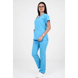Deniz Iş Kadın Linda Yarasakol Turkuaz Renk Scrubs Takım