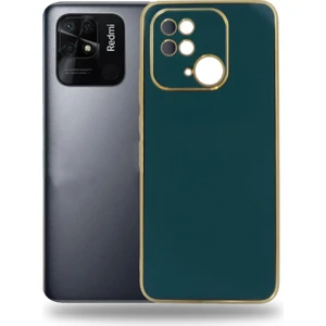 Caseart Xiaomi Redmi 10C Kapak Kamera Korumalı Lazer Kesim Lüx Silikon Kılıf - Yeşil