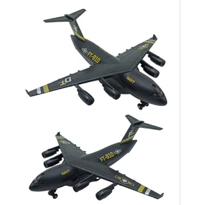 PopŞeker Oyuncak Askeri Kargo Uçağı Sesli Işıklı Metal Asker Kargo Uçağı Siyah 23CM.
