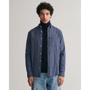 Erkek Lacivert Regular Fit Düğmeli Yaka Kareli Gömlek 3230219.410