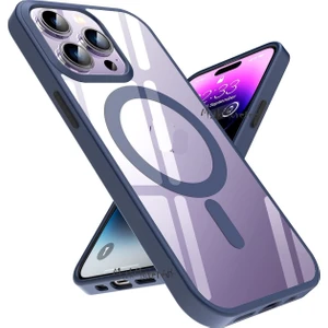 M.TK Moveteck Apple Iphone 15 Pro Max Kılıf Kamera Çıkıntılı Korumalı Krom Çerçeveli Magsafe Şarj Destekli Renkli Hassas Butonlu Şeffaf Kapak