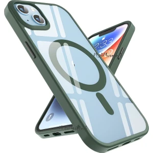 M.TK Moveteck Apple Iphone 15 Kılıf Kamera Çıkıntılı Korumalı Krom Çerçeveli Magsafe Şarj Destekli Renkli Hassas Butonlu Şeffaf Kapak