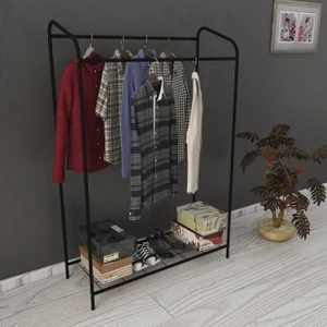 Metallica Concept Armin Çiftli Siyah New Konfeksiyon Askısı Büyük Boy Butik Ayaklı Elbise Askılığı