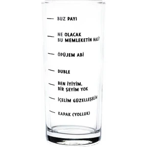 Black Bonds Esprili Ölçülü Baskılı Rakı Bardağı Tekli