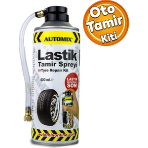 Automix Araba Araç Otommobil Oto Teker Lastik Dublex Patlak Hava Kaçak Tamir Kiti Spreyi 400 ml
