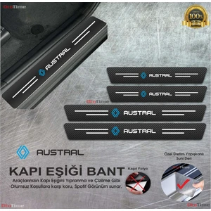 Renault Austral Logolu Karbon Kapı Eşiği Koruyucu Suni Deri 4'lü Set