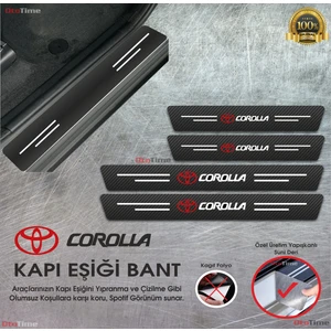 Toyota Corolla Logolu Karbon Kapı Eşiği Koruyucu Suni Deri 4'lü Set