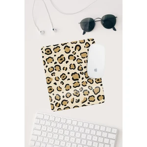 Baskı Tech Kahverengi Leopar Desenli Bilek Destekli Dikdörtgen Mouse Pad Mouse Altlığı