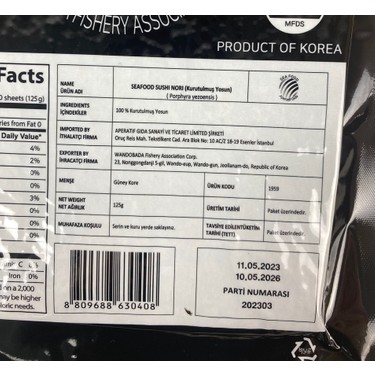 Sea Food Yaki Nori Sushi Deniz Yosunu 50 Yaprak 125G Fiyatı