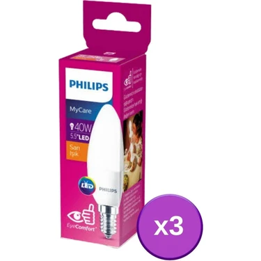 Philips LED 40W Mum Ampul Sarı Işık E14 Ince Duylu