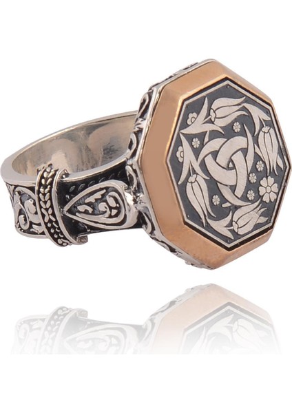 Vog Sekizgen Model Teşkilat-I Mahsusa Yanı Işlemeli 925 Ayar Erkek Gümüş Yüzük modelleri