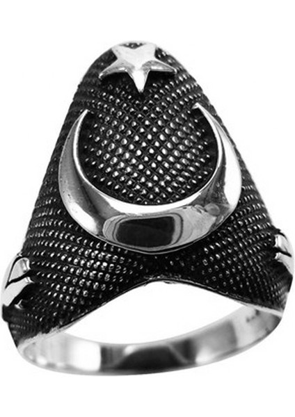 Vog Zihgir Okçu Ay Yıldız Model 925 Ayar Erkek Gümüş Yüzük