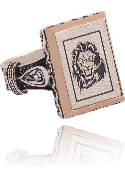 Vog Aslan (Lion) Başı Model Yanı Işlemeli 925 Ayar Gümüş Erkek Yüzük modelleri