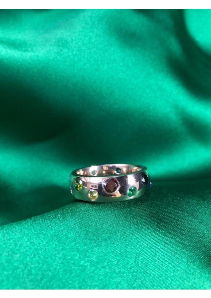 Vog Pomelato Iconica Şık Tasarım Renkli Zirconia Taşlı 925 Ayar Yüzük,ring Sarı,roze Seçeneği modelleri
