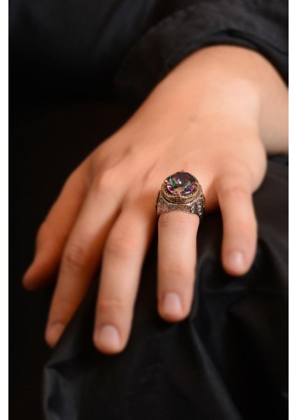 Vog Mistik Topaz Taşlı Zirkon Bezeli Yanı Hiç Yazılı 925 Ayar Gümüş Yüzük fiyatları