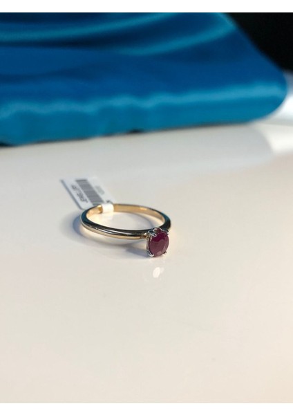 Vog 0.53 Ct Oval Kesim Yakut (Ruby)14 Ayar Altın Madenli El Işi Bayan Yüzük