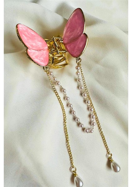 Kelebek Mineli Inci Sallantılı Mandal Toka